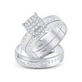thumbnail image 1 of Diamond Princess 14kt White Gold His Hers Round Diamond Cluster Matching Wedding Set 1/3 Cttw, 1 of 4