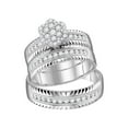 thumbnail image 1 of Diamond Princess 14kt White Gold His Hers Round Diamond Cluster Matching Wedding Set 3/4 Cttw, 1 of 1