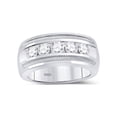 thumbnail image 1 of Diamond Princess 14kt White Gold Mens Round Diamond Single Row 5-Stone Wedding Band Ring 1-1/2 Cttw, 1 of 4