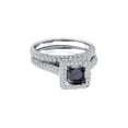 thumbnail image 1 of Diamond Princess 14kt White Gold Princess Black Color Enhanced Diamond Bridal Wedding Set 1-1/4 Cttw Size 6, 1 of 1