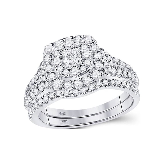 Diamond Princess 14kt White Gold Princess Diamond Bridal Wedding Ring Band Set 1 Cttw