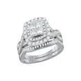 thumbnail image 1 of Diamond Princess 14kt White Gold Princess Diamond Halo Bridal Wedding Ring Band Set 1 Cttw, 1 of 1