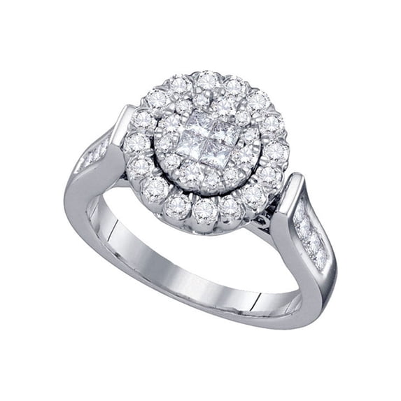 Diamond Princess 14kt White Gold Princess Round Diamond Bridal Wedding Engagement Ring 1 Cttw
