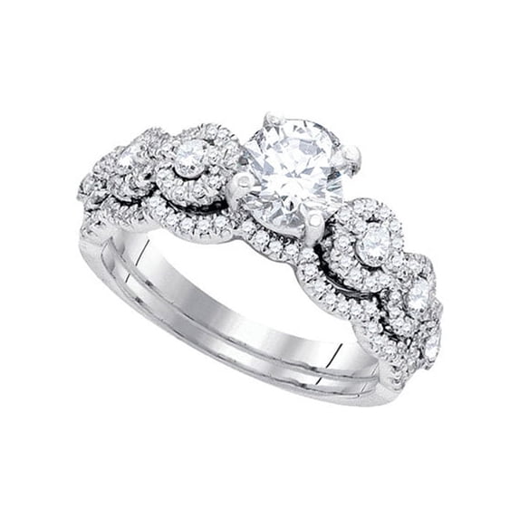 Diamond Princess 14kt White Gold Round Diamond Bridal Wedding Ring Band Set 1-5/8 Cttw