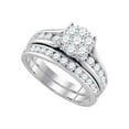 thumbnail image 1 of Diamond Princess 14kt White Gold Round Diamond Cluster Bridal Wedding Ring Band Set 1-1/2 Cttw, 1 of 1