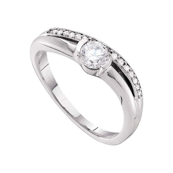 Diamond Princess 14kt White Gold Round Diamond Solitaire Bridal Wedding Engagement Ring 3/8