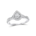 thumbnail image 1 of Diamond Princess 14kt White Gold Round Diamond Teardrop Cluster Bridal Wedding Engagement Ring 1/4 Cttw, 1 of 4
