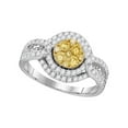 thumbnail image 1 of Diamond Princess 14kt White Gold Round Yellow Diamond Cluster Bridal Wedding Engagement Ring 1 Cttw, 1 of 1