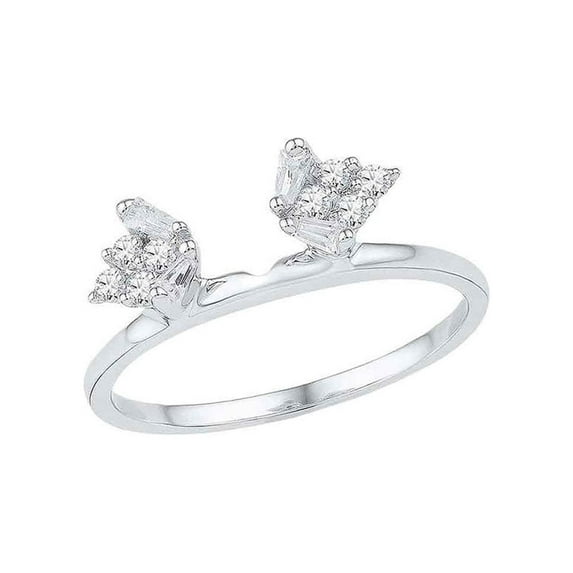Diamond Princess 14kt White Gold Womens Baguette Diamond Ring Guard Wrap Solitaire Enhancer 1/4 Cttw
