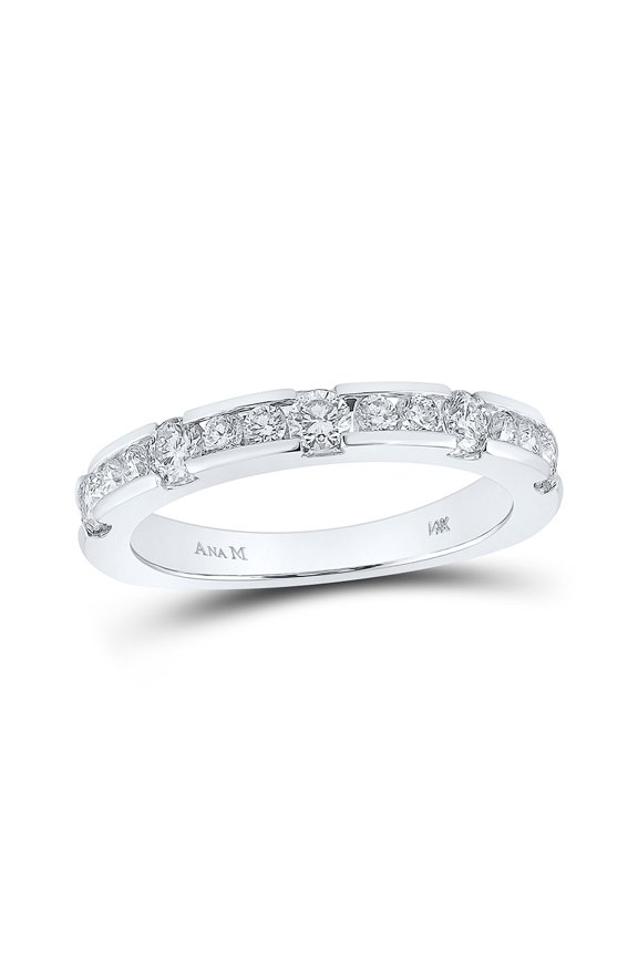 Diamond Princess 14kt White Gold Womens Machine-set Round Diamond Wedding Band Ring 3/4 Cttw