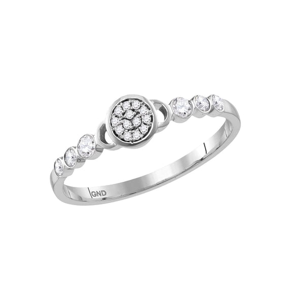 Diamond Princess 14kt White Gold Womens Round Diamond Cluster Stackable Band Ring 1/6 Cttw