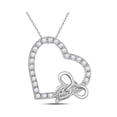 thumbnail image 1 of Diamond Princess 14kt White Gold Womens Round Diamond Heart Bow Pendant 1/4 Cttw, 1 of 2