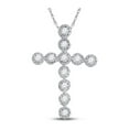 thumbnail image 1 of Diamond Princess 14kt White Gold Womens Round Diamond Paternoster Cross Pendant 1/8 Cttw, 1 of 2