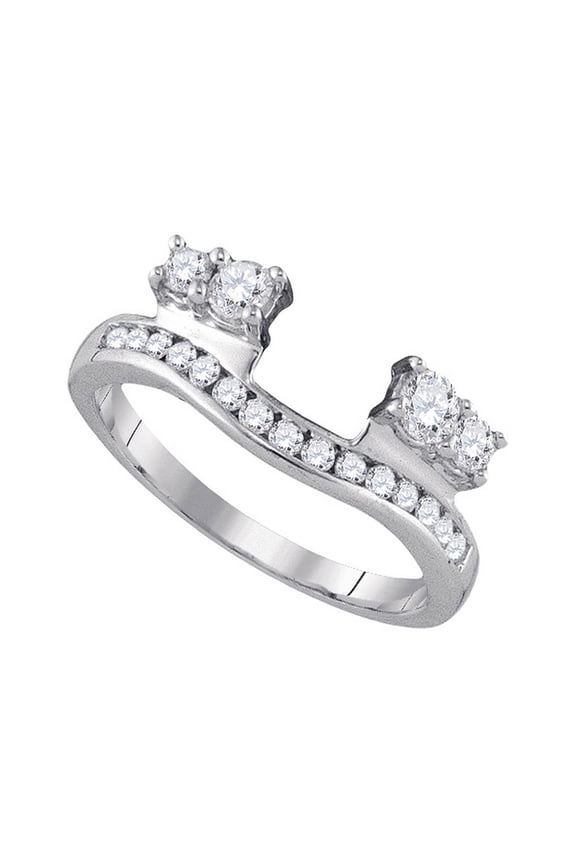Diamond Princess 14kt White Gold Womens Round Diamond Ring Guard Wrap Solitaire Enhancer 1/2 Cttw