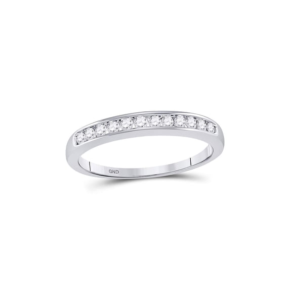Diamond Princess 14kt White Gold Womens Round Diamond Wedding Channel Set Band 1/4 Cttw Size 8