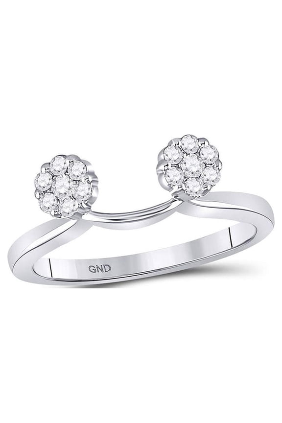 14kt White Gold Womens Round Diamond Wrap Ring Guard Enhancer 1/4 Cttw