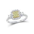 thumbnail image 1 of Diamond Princess 14kt White Gold Womens Round Yellow Diamond Square Frame Cluster Ring 5/8 Cttw, 1 of 4