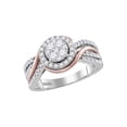 thumbnail image 1 of Diamond Princess 14kt White Rose-tone Gold Round Diamond Cluster Bridal Wedding Engagement Ring 3/4 Cttw, 1 of 1
