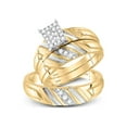 thumbnail image 1 of Diamond Princess 14kt Yellow Gold His Hers Round Diamond Cluster Matching Wedding Set 1/4 Cttw, 1 of 3