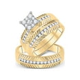 thumbnail image 1 of Diamond Princess 14kt Yellow Gold His Hers Round Diamond Cluster Matching Wedding Set 3/4 Cttw, 1 of 4