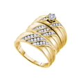 thumbnail image 1 of Diamond Princess 14kt Yellow Gold His Hers Round Diamond Solitaire Matching Wedding Set 3/8 Cttw, 1 of 1