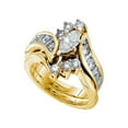 thumbnail image 1 of Diamond Princess 14kt Yellow Gold Marquise Diamond Bridal Wedding Ring Band Set 2 Cttw, 1 of 1