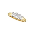 thumbnail image 1 of Diamond Princess 14kt Yellow Gold Princess Diamond 3-stone Bridal Wedding Engagement Ring 1 Cttw, 1 of 1