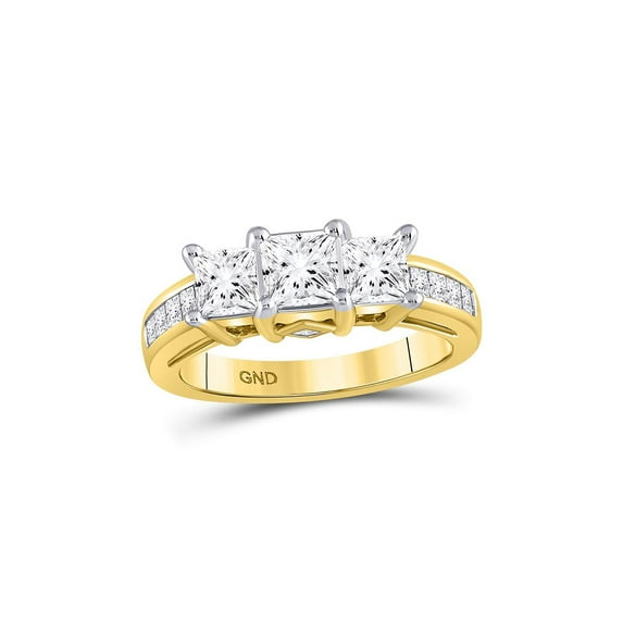 Diamond Princess 14kt Yellow Gold Princess Diamond 3-stone Bridal Wedding Engagement Ring 2 Cttw