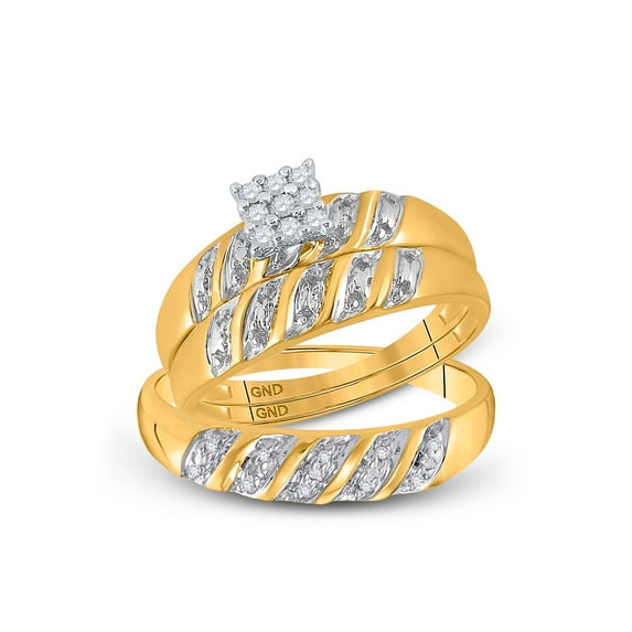 Diamond Princess 14kt Yellow Gold Princess Diamond 3-stone Bridal Wedding Engagement Ring 7/8 Cttw