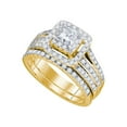 thumbnail image 1 of Diamond Princess 14kt Yellow Gold Princess Diamond Bridal Wedding Ring Band Set 1-1/2 Cttw, 1 of 1