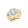 thumbnail image 1 of Diamond Princess 14kt Yellow Gold Princess Diamond Bridal Wedding Ring Band Set 7/8 Cttw, 1 of 4