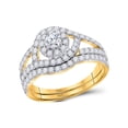 thumbnail image 1 of Diamond Princess 14kt Yellow Gold Round Diamond Bridal Wedding Ring Band Set 1-1/4 Cttw, 1 of 3
