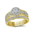 thumbnail image 1 of Diamond Princess 14kt Yellow Gold Round Diamond Cluster Bridal Wedding Ring Band Set 1/2 Cttw, 1 of 4