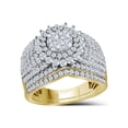 thumbnail image 1 of Diamond Princess 14kt Yellow Gold Round Diamond Cluster Bridal Wedding Ring Band Set 2 Cttw, 1 of 3