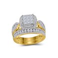 thumbnail image 1 of Diamond Princess 14kt Yellow Gold Round Diamond Cluster Bridal Wedding Ring Band Set 3/8 Cttw, 1 of 1