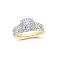 thumbnail image 1 of Diamond Princess 14kt Yellow Gold Round Diamond Halo Bridal Wedding Ring Band Set 1 Cttw, 1 of 1