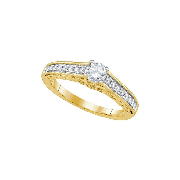 Diamond Princess 14kt Yellow Gold Round Diamond Solitaire Bridal Wedding Engagement Ring 5/8 Cttw