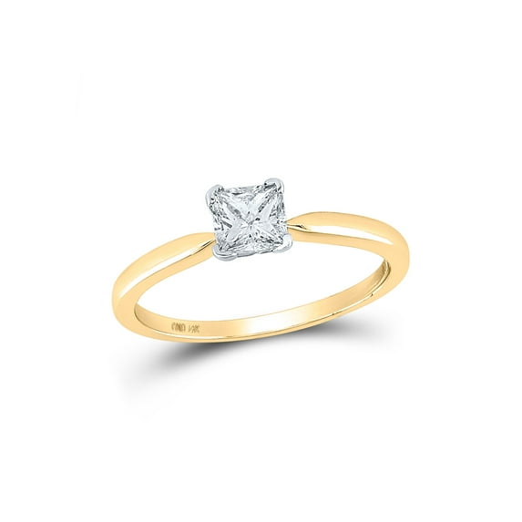 Diamond Princess 14kt Yellow Gold Womens Princess Diamond Solitaire Bridal Wedding Engagement Ring 1/2 Cttw
