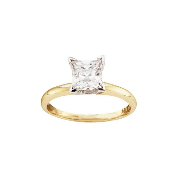 Diamond Princess 14kt Yellow Gold Womens Princess Diamond Solitaire Bridal Wedding Engagement Ring 1/4 Cttw