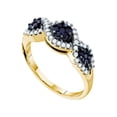 thumbnail image 1 of Diamond Princess 14kt Yellow Gold Womens Round Black Color Enhanced Diamond Flower Cluster Band Ring 1/2 Cttw, 1 of 1