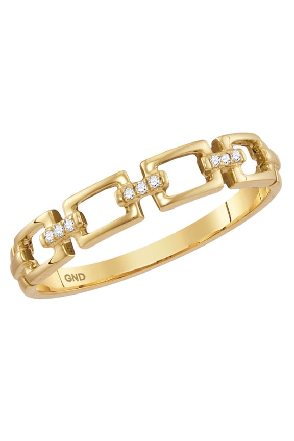 Diamond Princess 14kt Yellow Gold Womens Round Diamond Chain Link Stackable Band Ring .03 Cttw