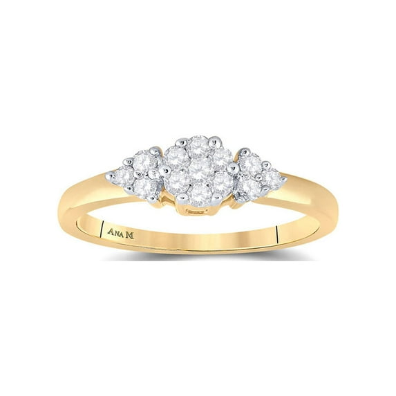 Diamond Princess 14kt Yellow Gold Womens Round Diamond Cluster Fashion Ring 1/4 Cttw