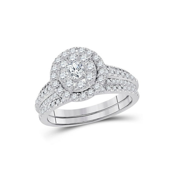 Diamond Princess 14kt Yellow Gold Womens Round Diamond Flower Floral Stackable Band Ring 1/8 Cttw
