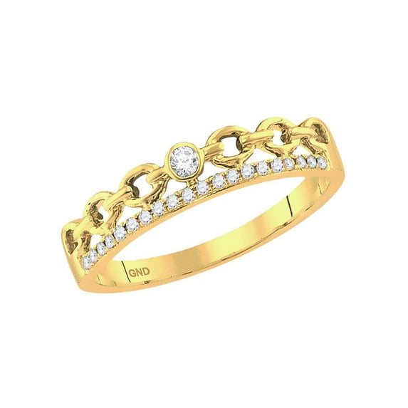 Diamond Princess 14kt Yellow Gold Womens Round Diamond Rolo Link Stackable Band Ring 1/12 Cttw