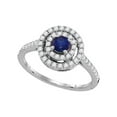 thumbnail image 1 of Diamond Princess 18kt White Gold Womens Round Blue Sapphire Solitaire Concentric Circle Frame Ring 5/8 Cttw, 1 of 1