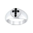 thumbnail image 1 of Diamond Princess Sterling Silver Mens Round Black Color Enhanced Diamond Cross Ring 1/4 Cttw, 1 of 4