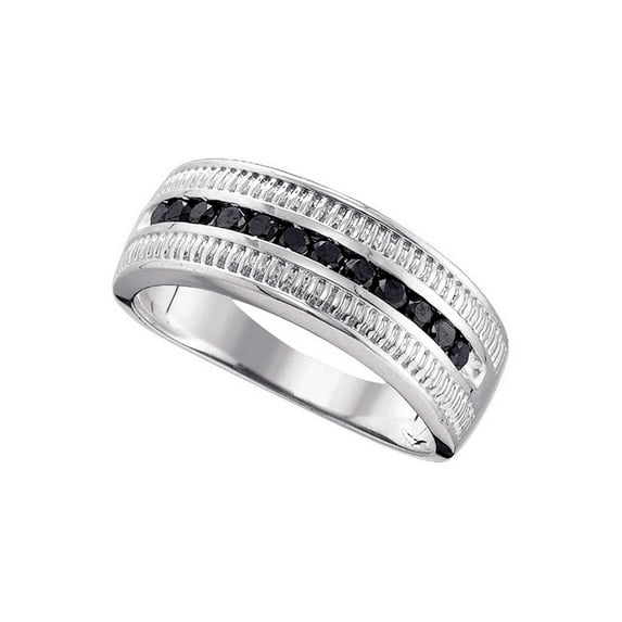 Diamond Princess Sterling Silver Mens Round Black Color Enhanced Diamond Roped Band Ring 1/2 Cttw