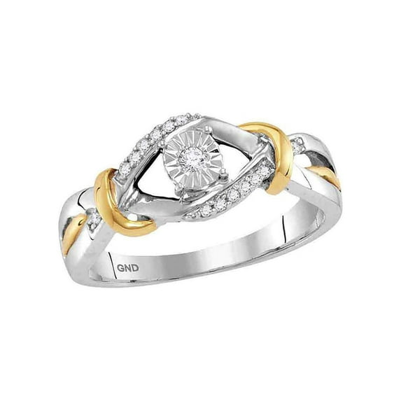 Diamond Princess Sterling Silver Round Diamond Solitaire Bridal Wedding Engagement Ring 1/10 Cttw