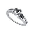 thumbnail image 1 of Diamond Princess Sterling Silver Womens Round Black Color Enhanced Diamond Double Heart Ring 1/5 Cttw, 1 of 1