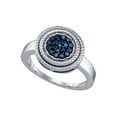 thumbnail image 1 of Diamond Princess Sterling Silver Womens Round Blue Color Enhanced Diamond Cluster Ring 1/4 Cttw, 1 of 1